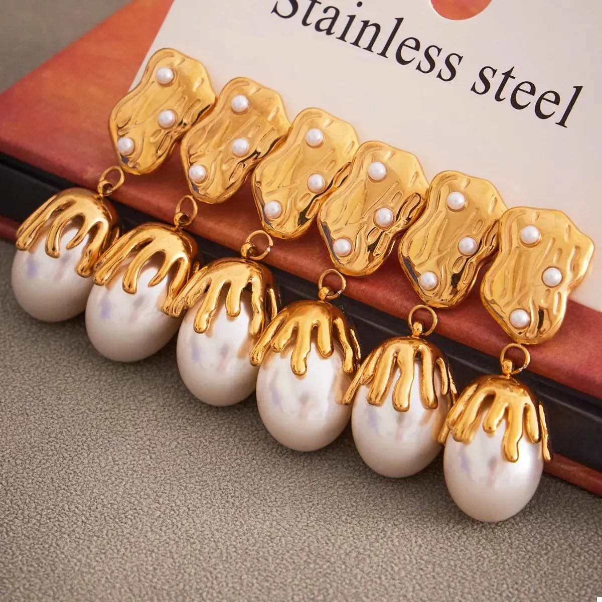 18K Gold-Plated Synthetic Pearl Drop Earrings - SmileBen