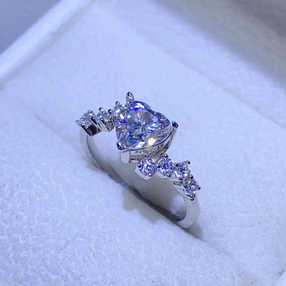 1 Carat Moissanite 925 Sterling Silver Ring - SmileBen