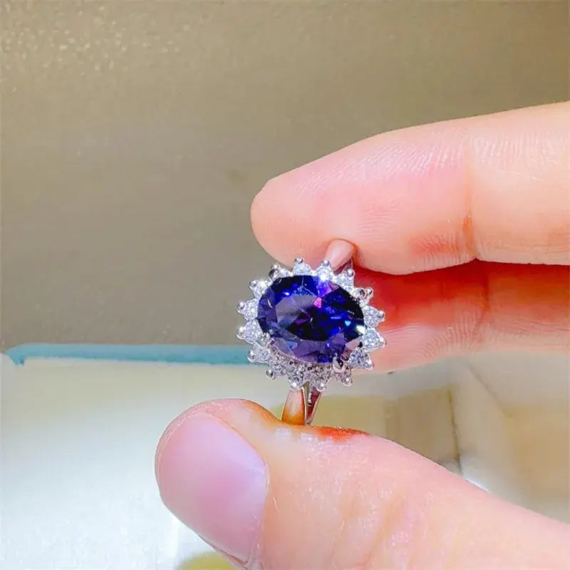 2 Carat 925 Sterling Silver Oval Moissanite Ring - SmileBen