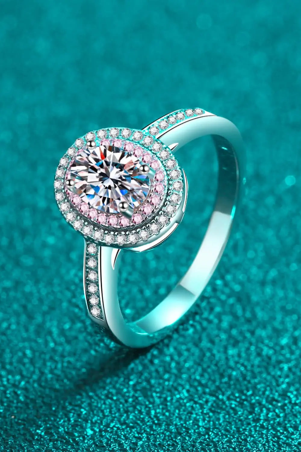 1 Carat Moissanite 925 Sterling Silver Halo Ring - SmileBen