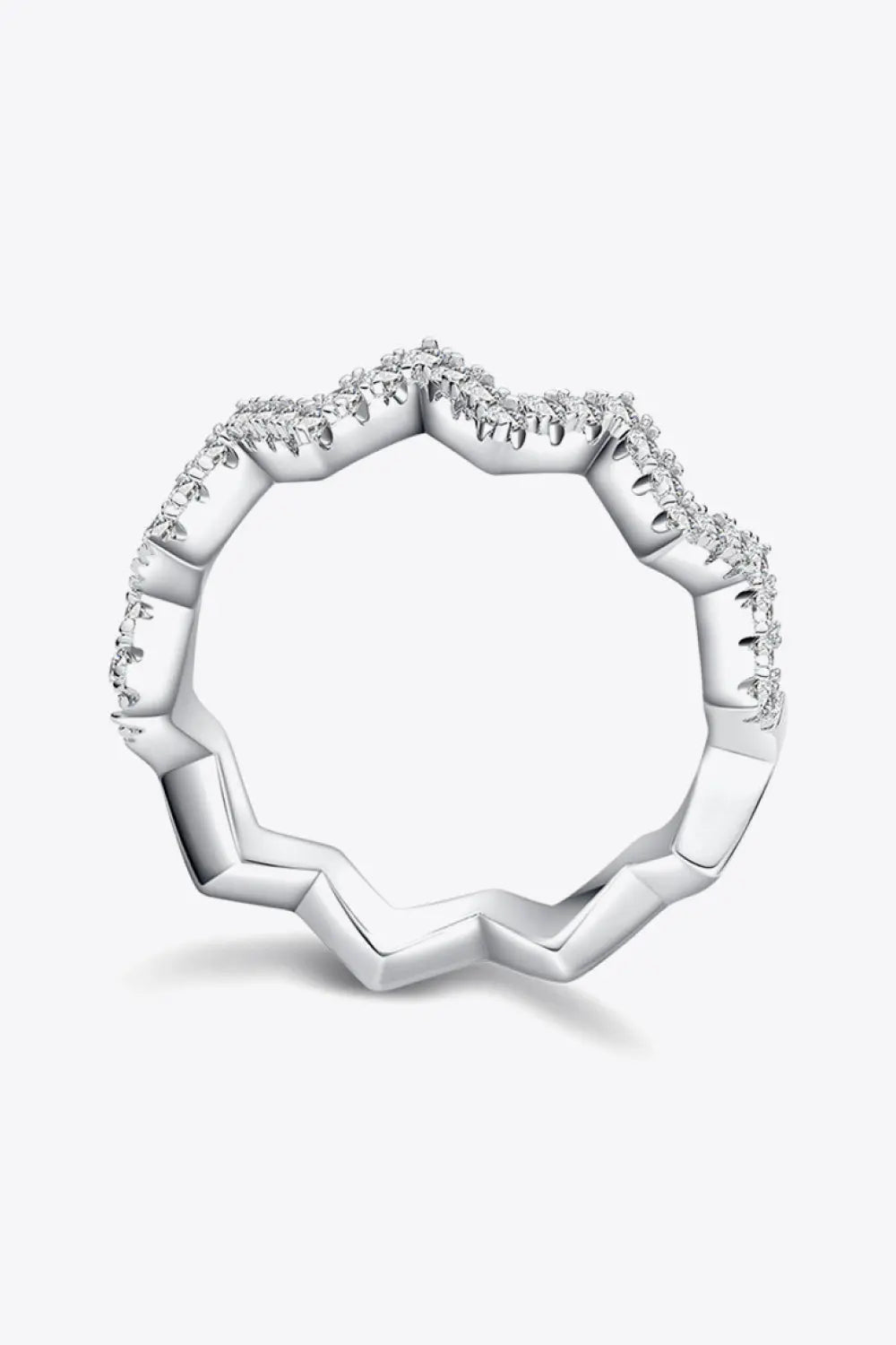 Moissanite Wavy Band Ring - SmileBen