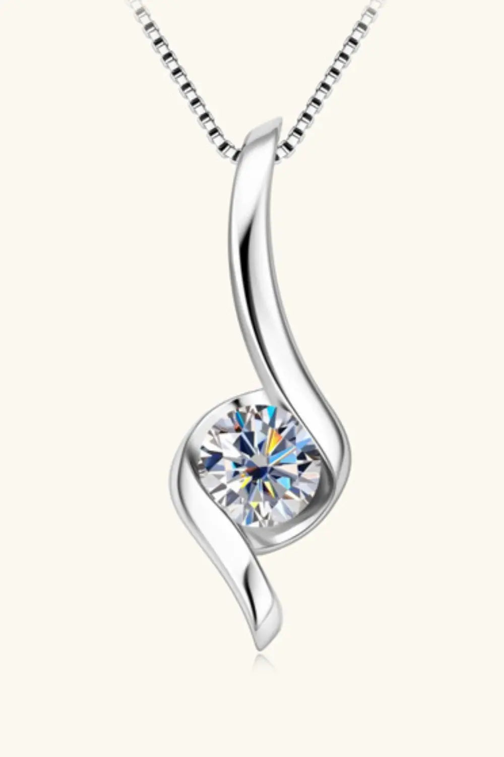 1 Carat Moissanite 925 Sterling Silver Necklace - SmileBen
