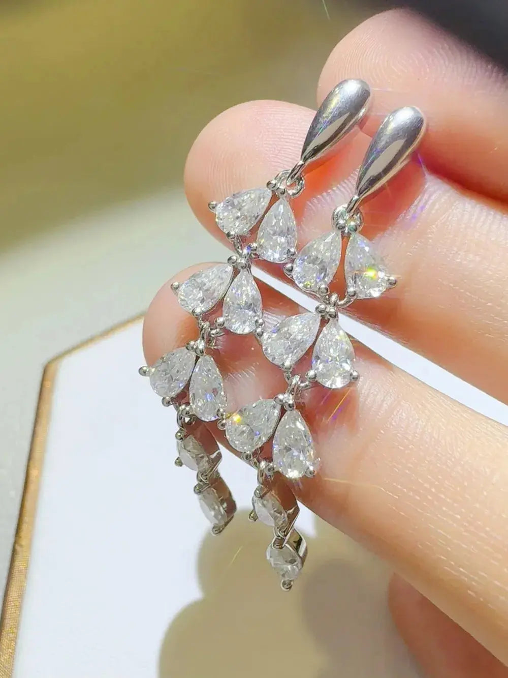 6 Carat Moissanite 925 Sterling Silver Bar Earrings - SmileBen