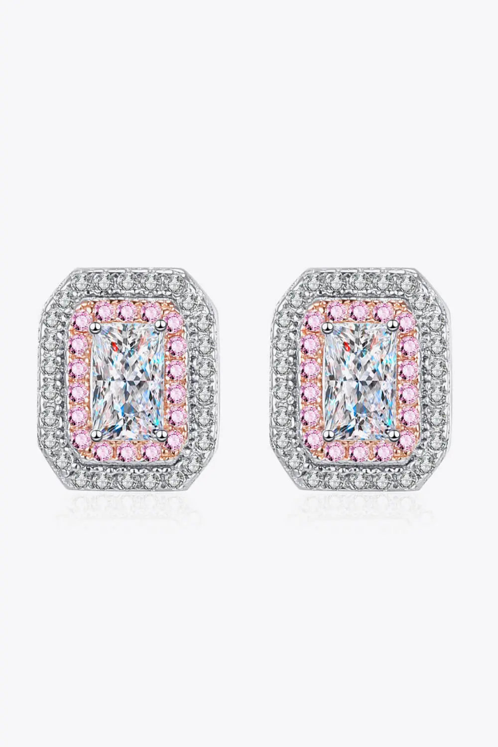 1 Carat Moissanite and Zircon Contrast Geometric Stud Earrings - SmileBen