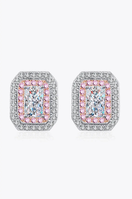 1 Carat Moissanite and Zircon Contrast Geometric Stud Earrings - SmileBen