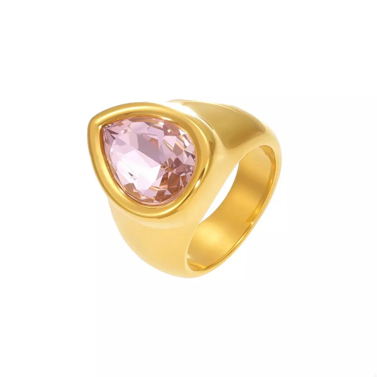18K Gold-Plated Teardrop Zircon Ring - SmileBen