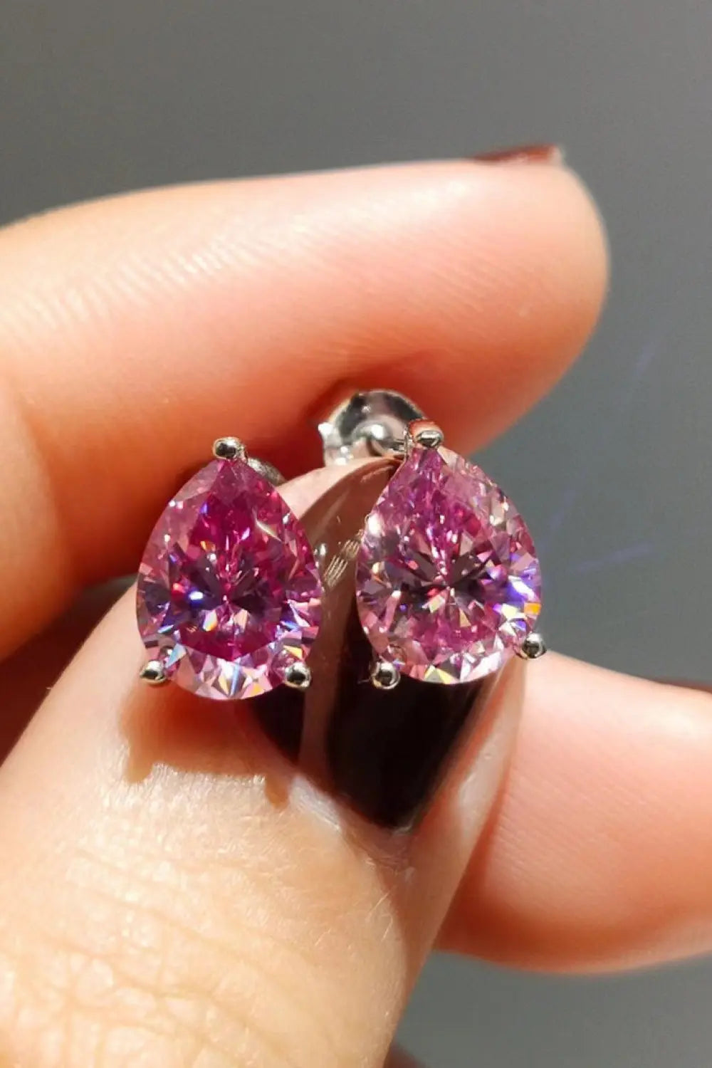 2 Carat Teardrop Moissanite Platinum-Plated Stud Earrings - SmileBen
