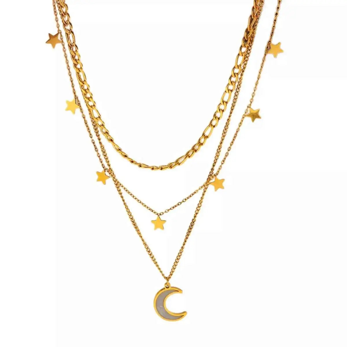 18K Gold-Plated Moon Three-Layered Necklace