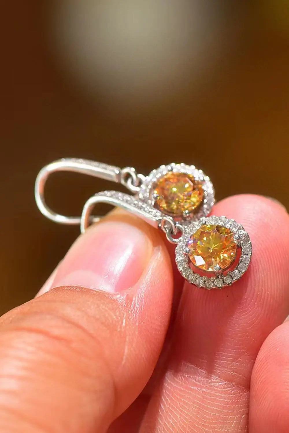 Platinum-Plated 2 Carat Moissanite Drop Earrings - SmileBen