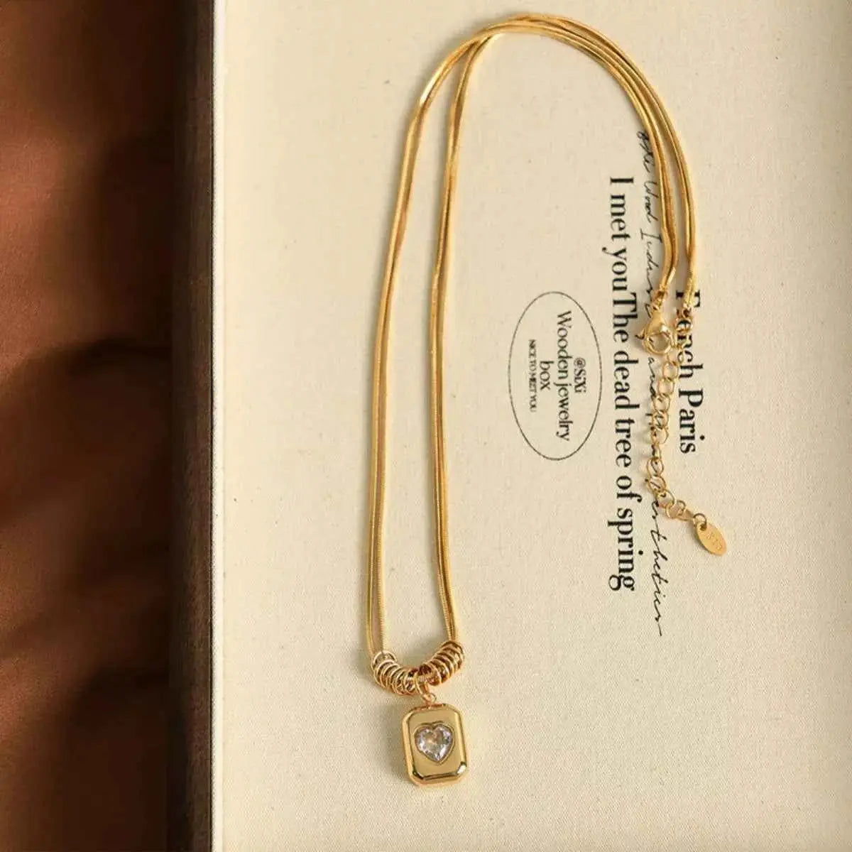 18K Gold-Plated Zircon Heart Necklace