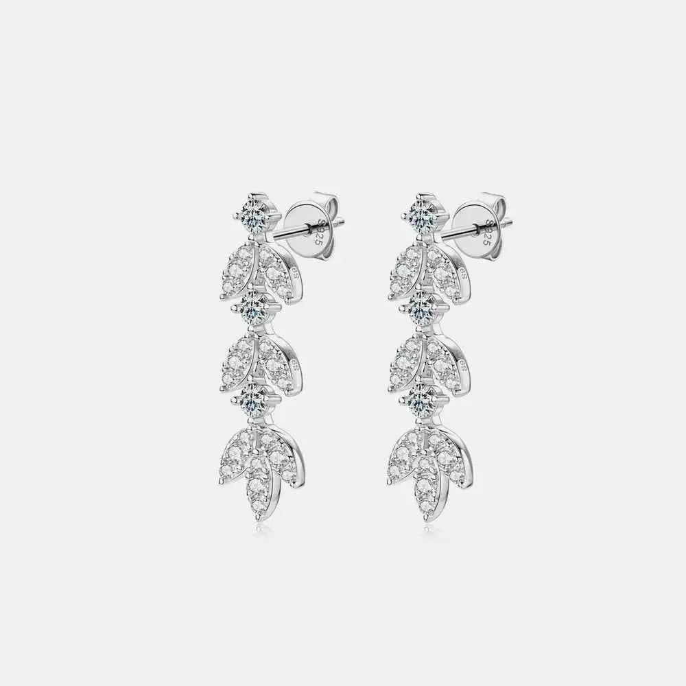 925 Sterling Silver Moissanite Leaf Earrings - SmileBen