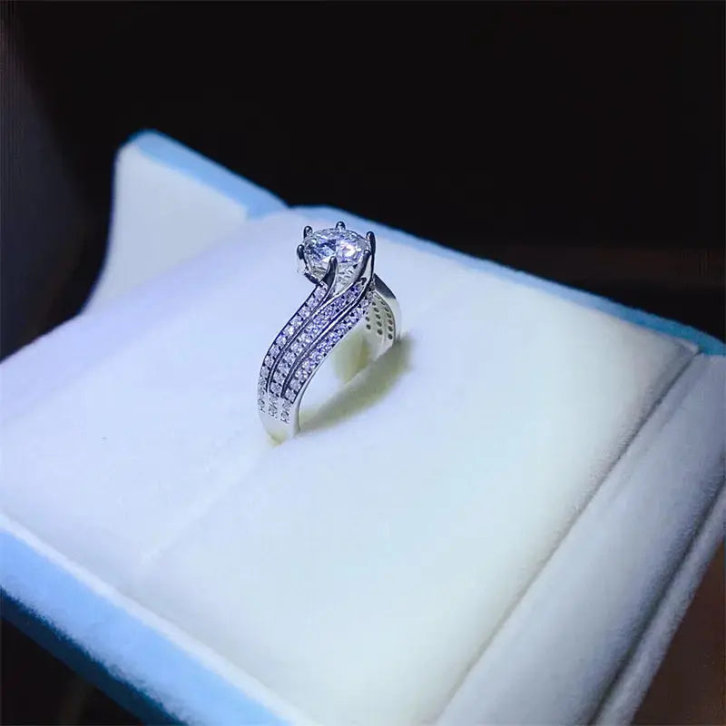 1 Carat Moissanite 925 Sterling Silver Ring - SmileBen