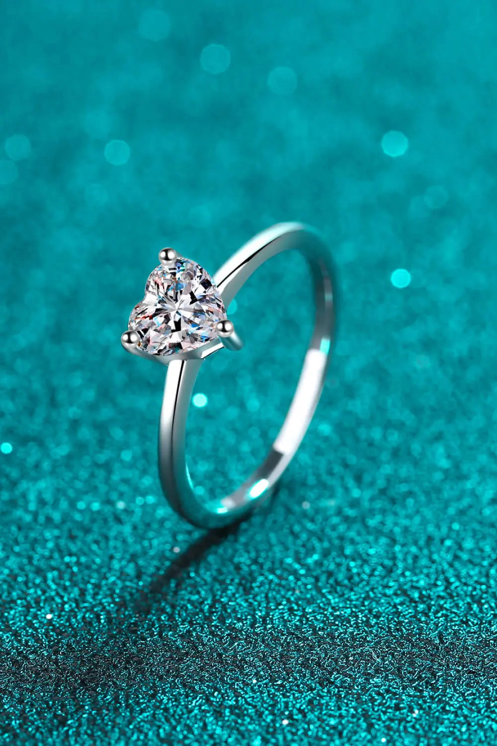 925 Sterling Silver Heart-Shaped Moissanite Solitaire Ring - SmileBen
