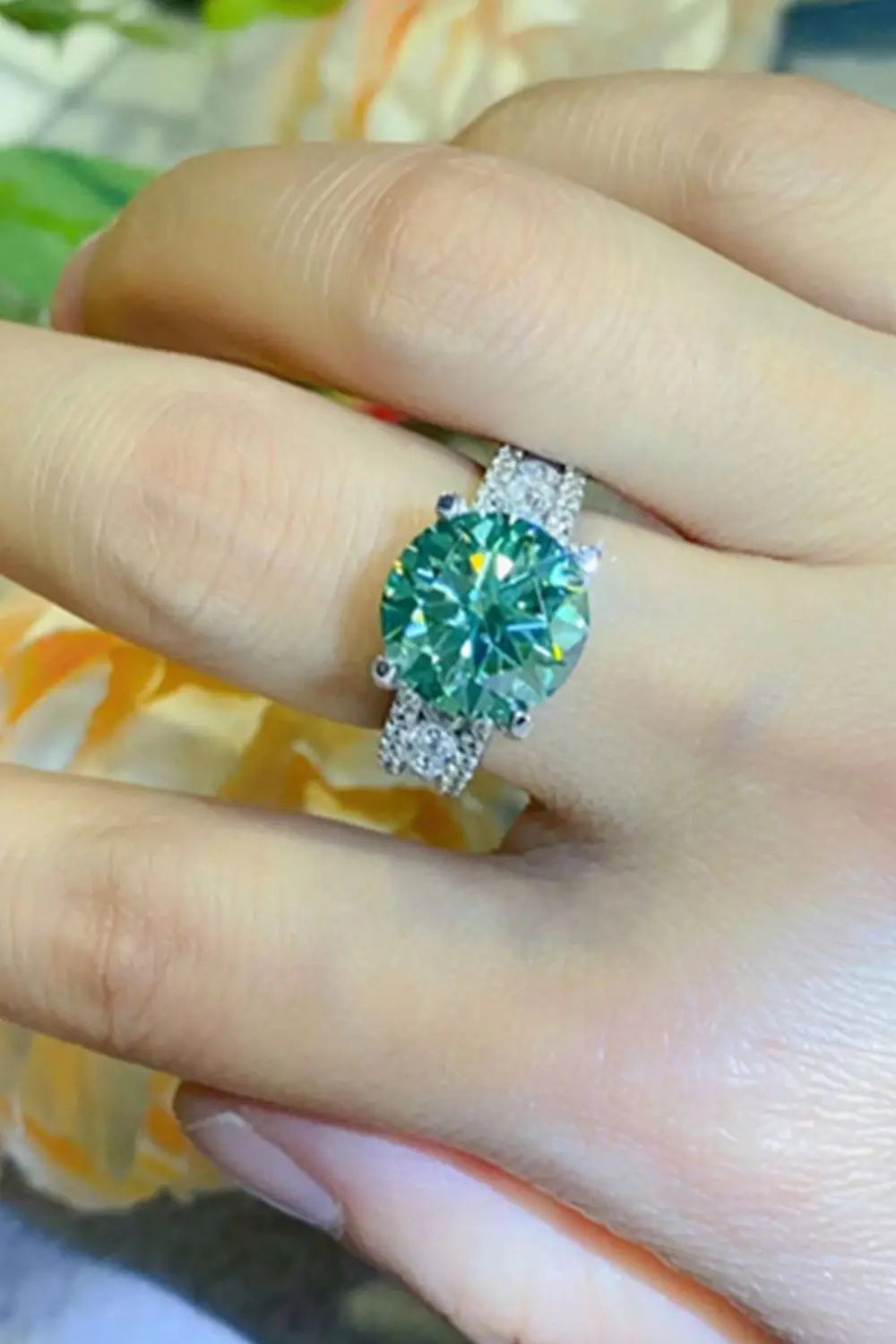 5 Carat  Moissanite 4-Prong Wide Band Ring - SmileBen