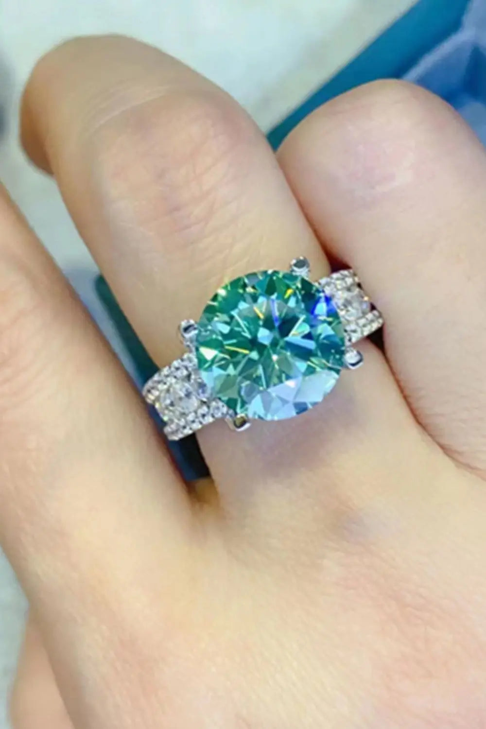 5 Carat  Moissanite 4-Prong Wide Band Ring - SmileBen