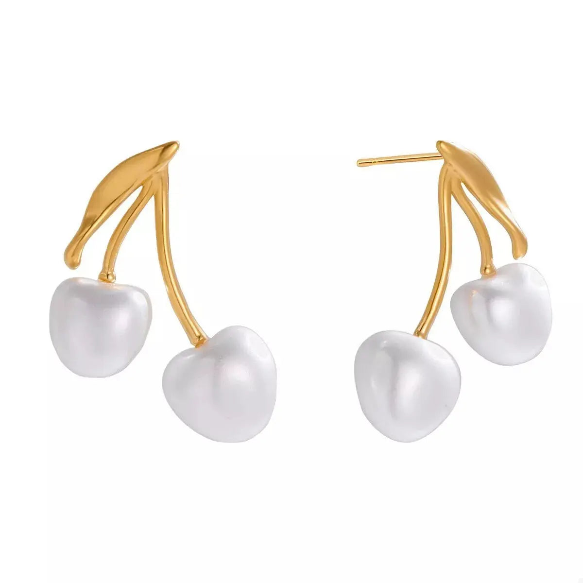 18K Gold-Plated Pearl Cherry Earrings - SmileBen