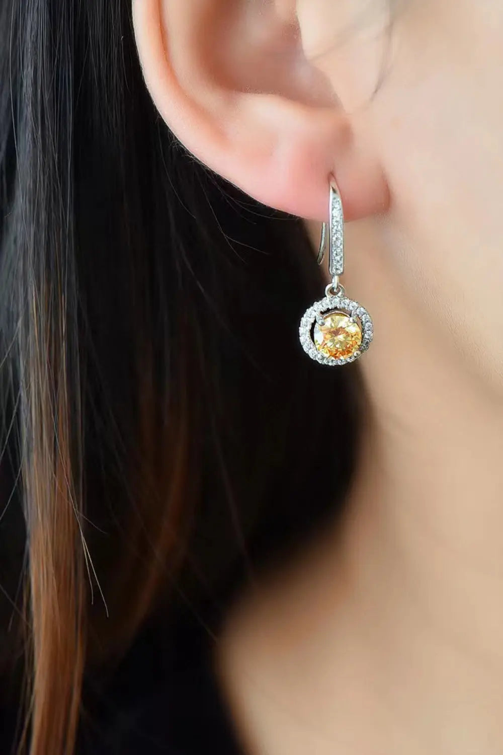 Platinum-Plated 2 Carat Moissanite Drop Earrings - SmileBen