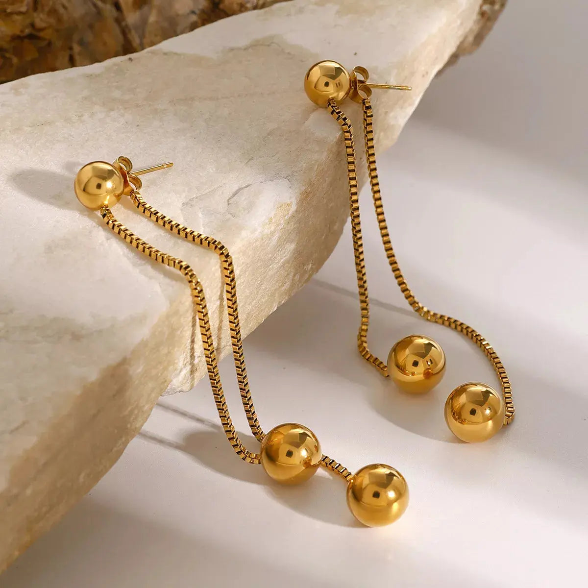 18K Gold-Plated Ball Drop Earrings - SmileBen