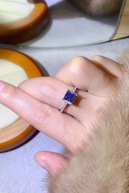 1 Carat Moissanite 925 Sterling Silver Square Ring - SmileBen