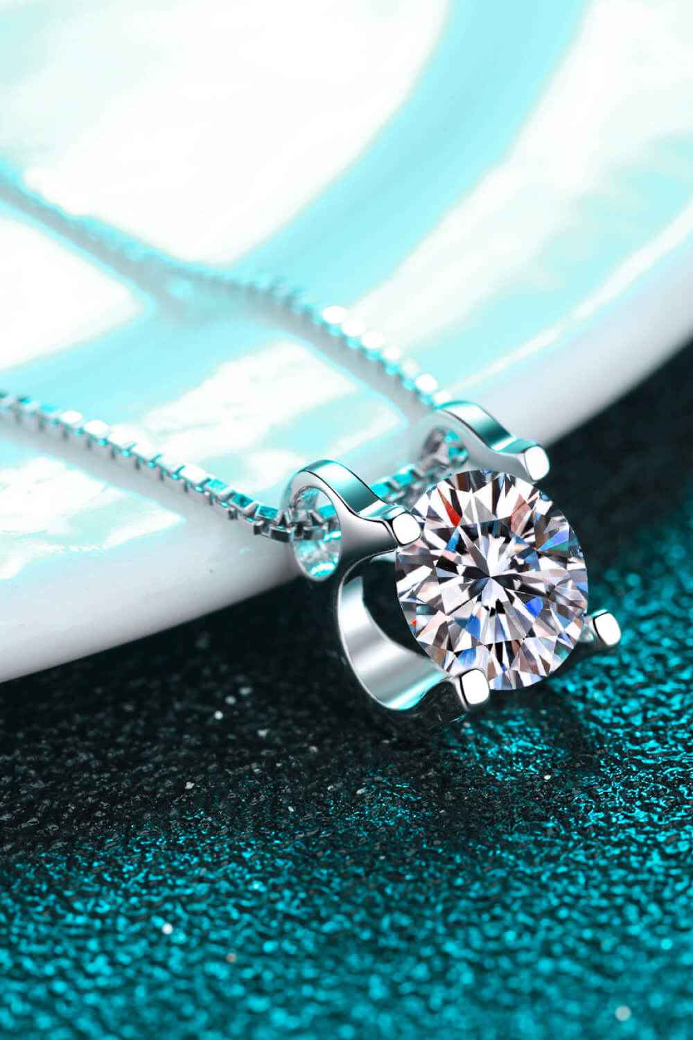 1 Carat Moissanite 925 Sterling Silver Chain Necklace - SmileBen