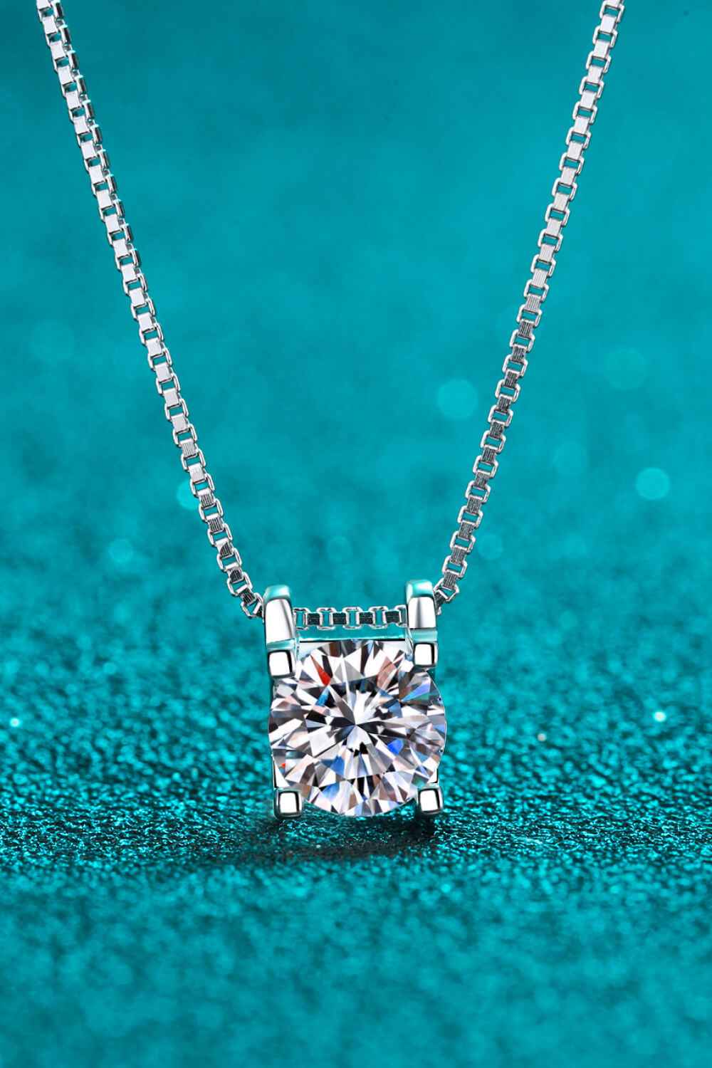 1 Carat Moissanite 925 Sterling Silver Chain Necklace - SmileBen
