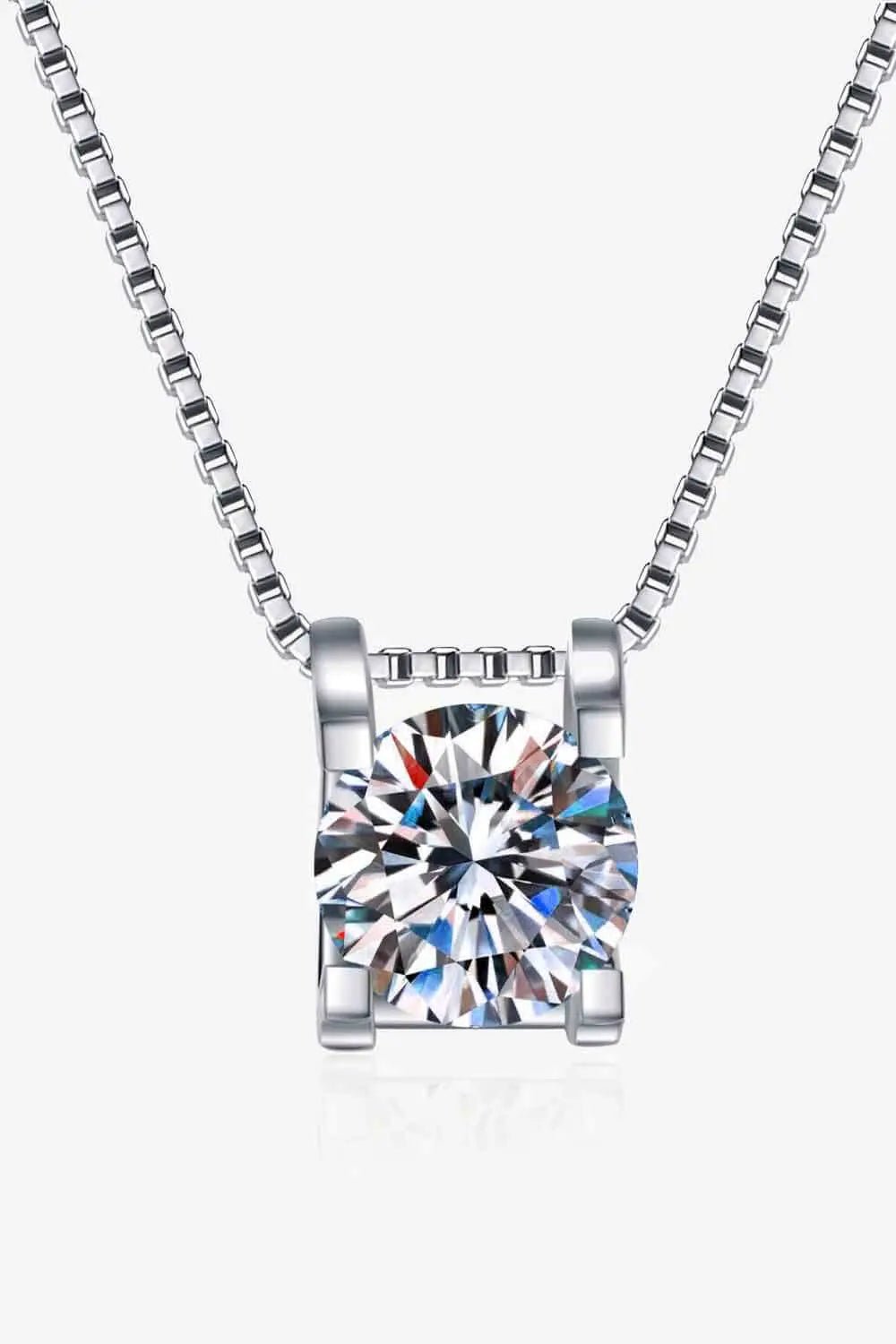 1 Carat Moissanite 925 Sterling Silver Chain Necklace - SmileBen