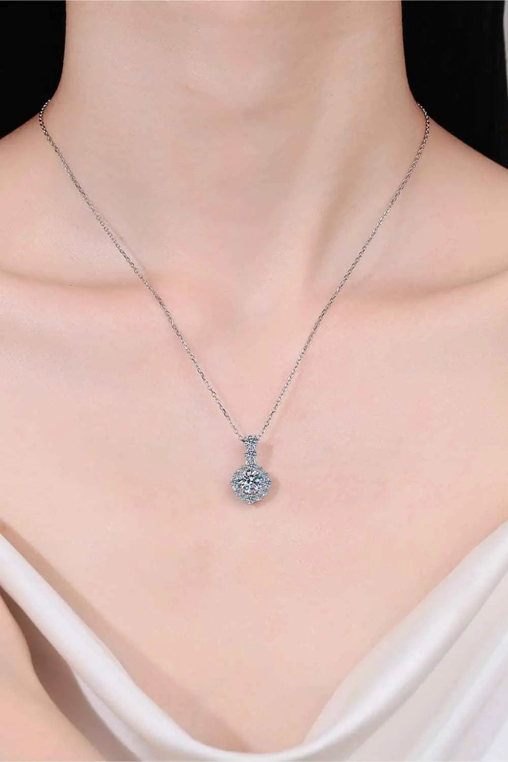 1 Carat Moissanite 925 Sterling Silver Necklace - SmileBen