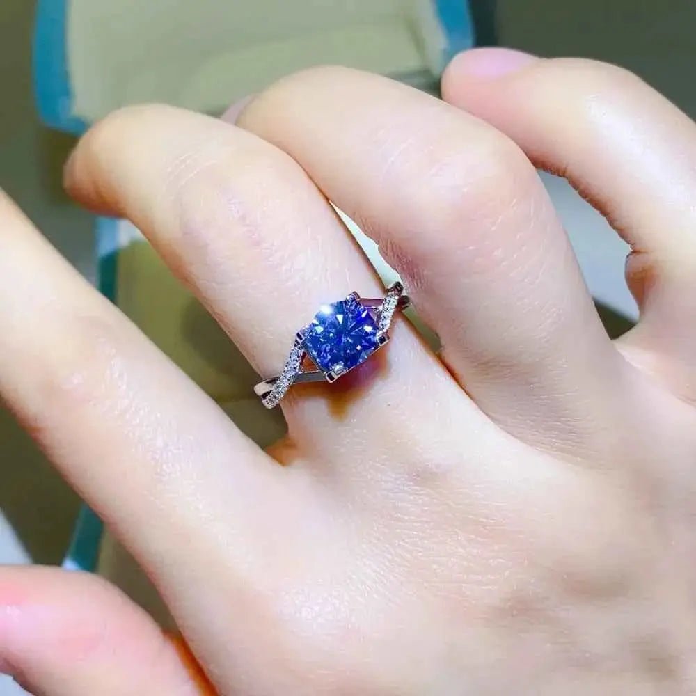 1 Carat Moissanite Crisscross 925 Sterling Silver Ring - SmileBen