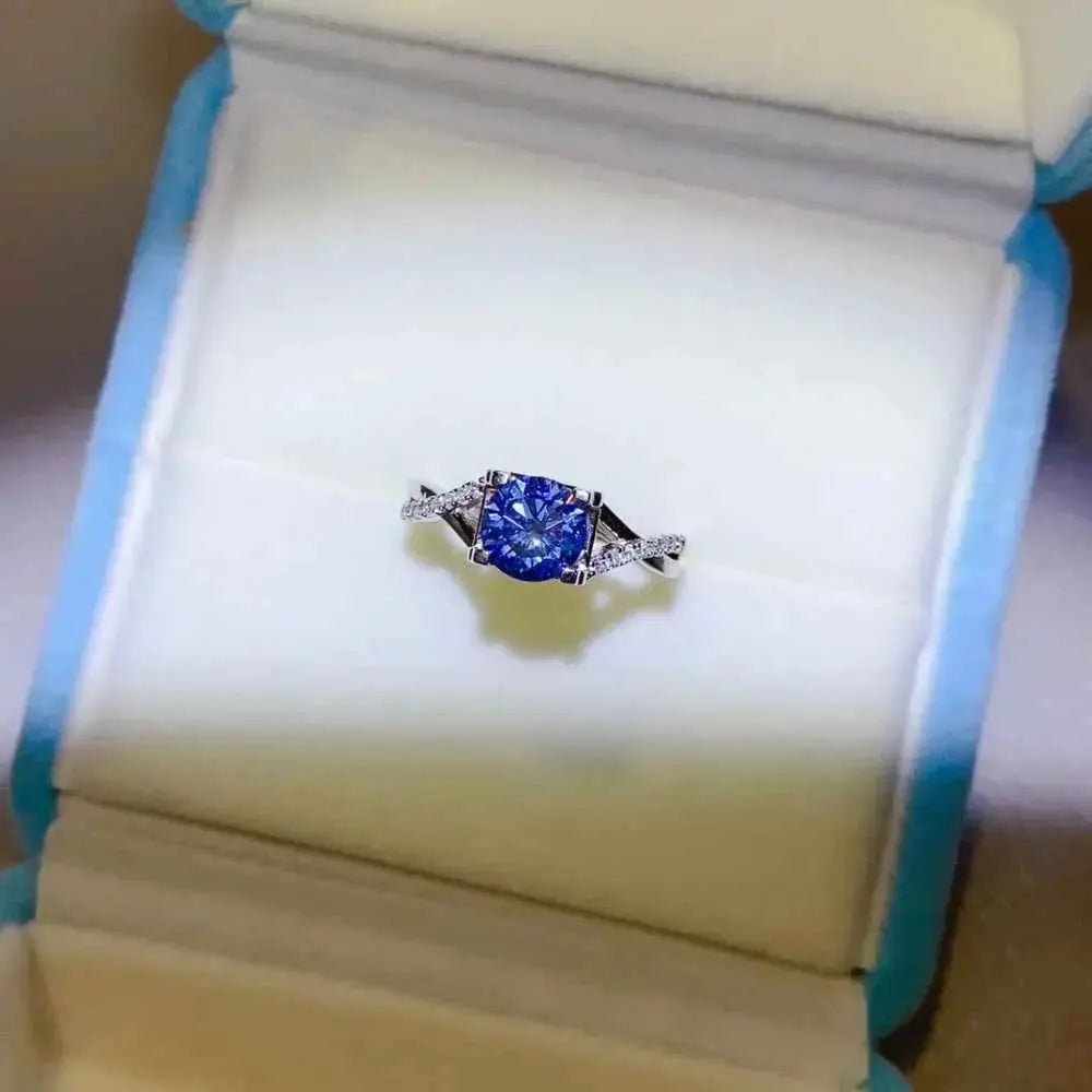 1 Carat Moissanite Crisscross 925 Sterling Silver Ring - SmileBen