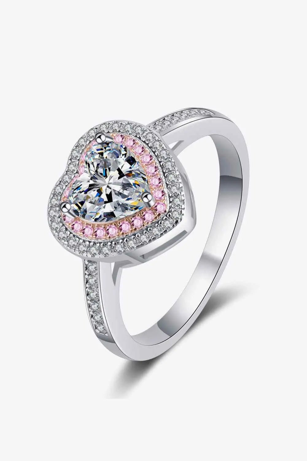 1 Carat Moissanite Heart 925 Sterling Silver Ring - SmileBen