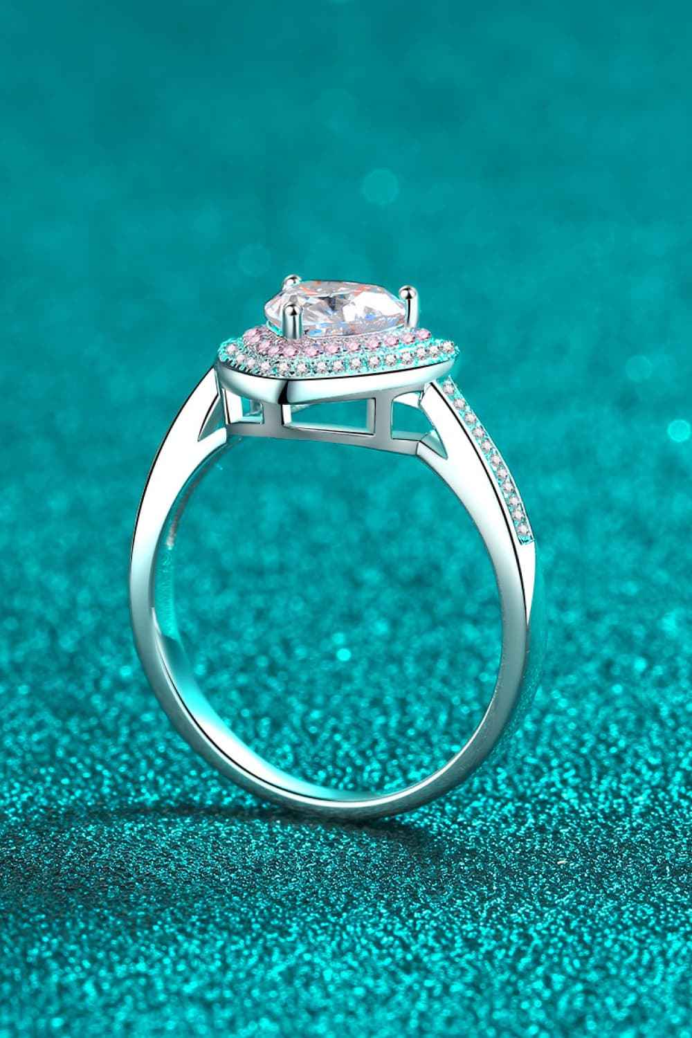 1 Carat Moissanite Heart 925 Sterling Silver Ring - SmileBen