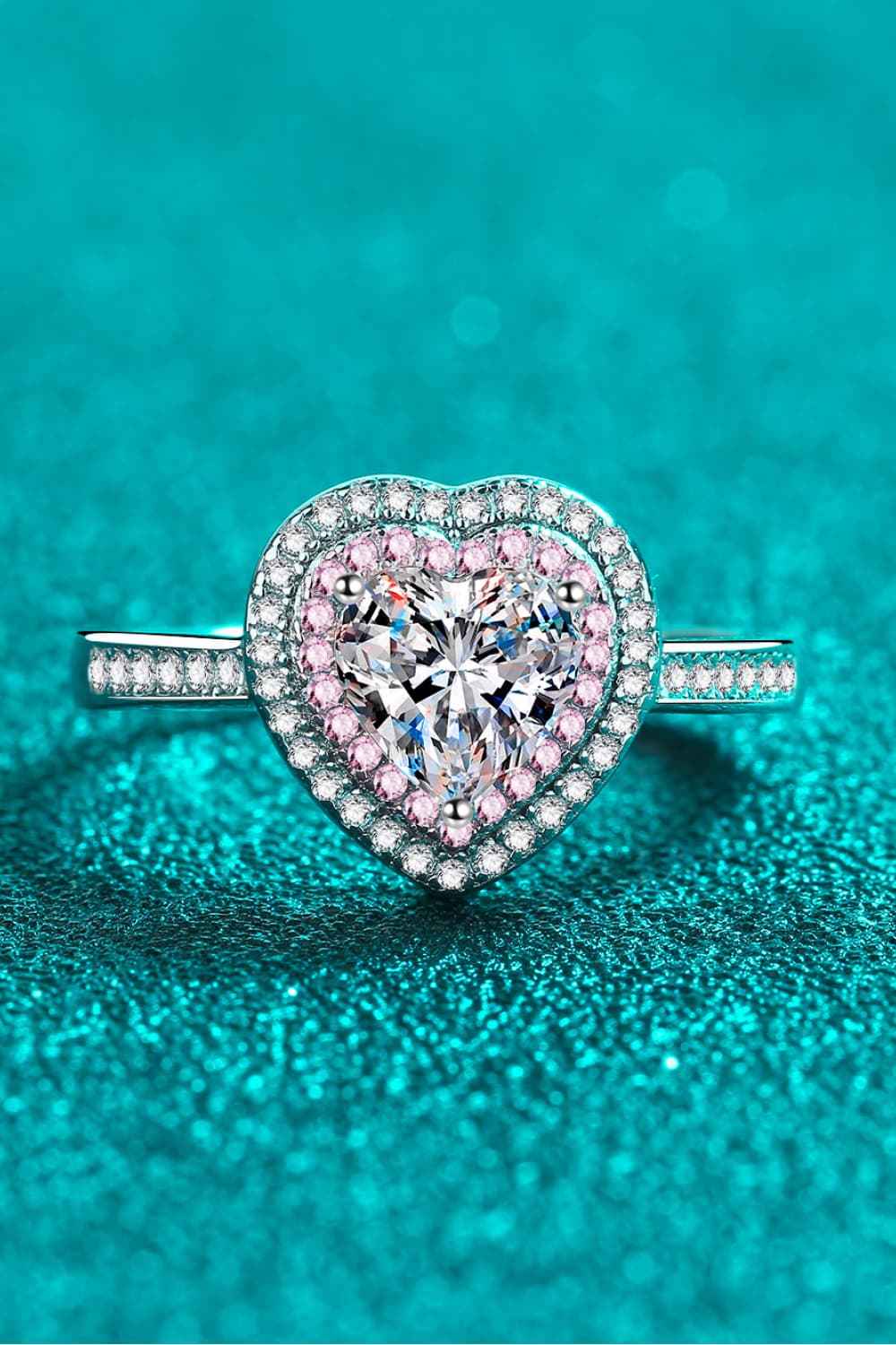 1 Carat Moissanite Heart 925 Sterling Silver Ring - SmileBen