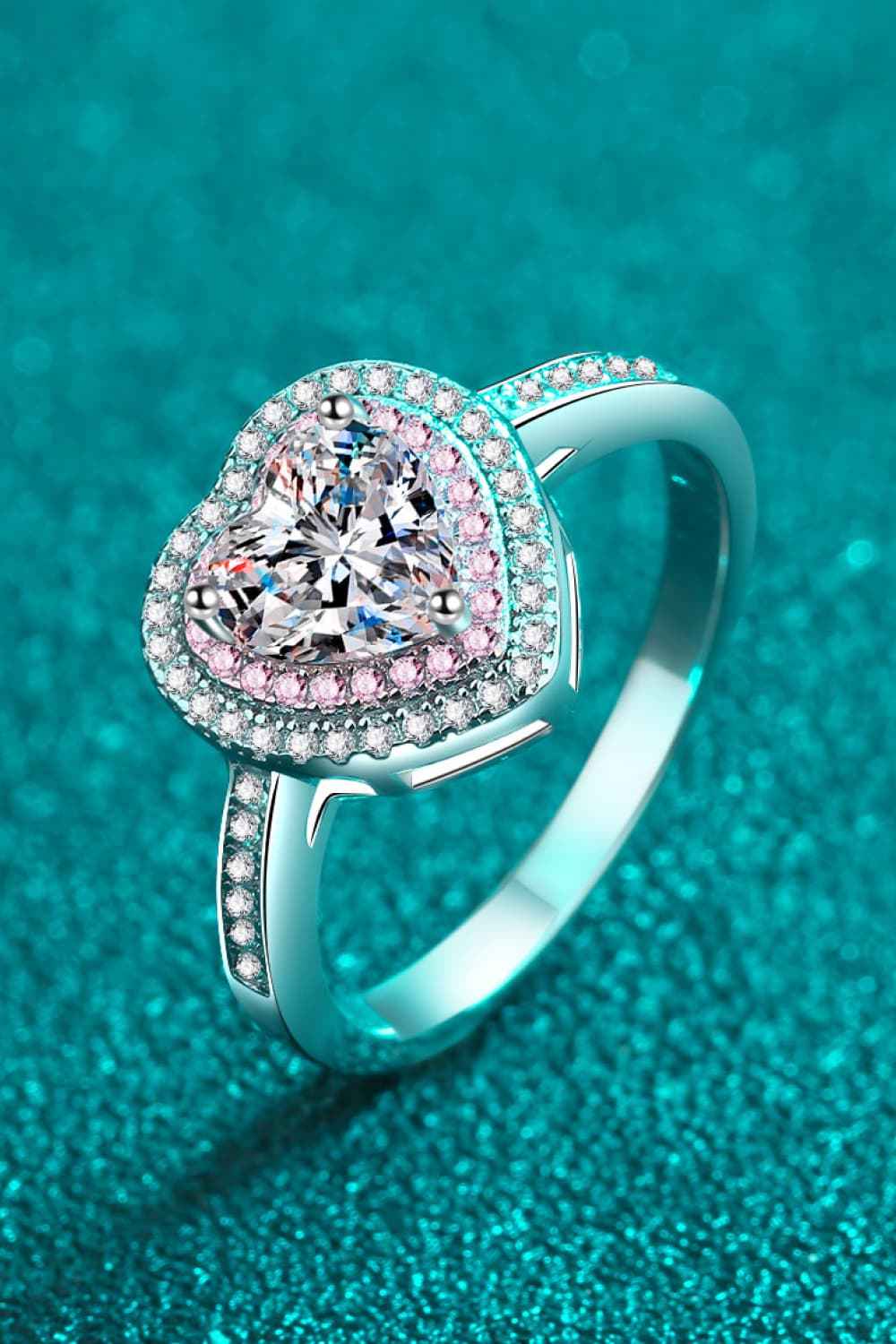1 Carat Moissanite Heart 925 Sterling Silver Ring - SmileBen