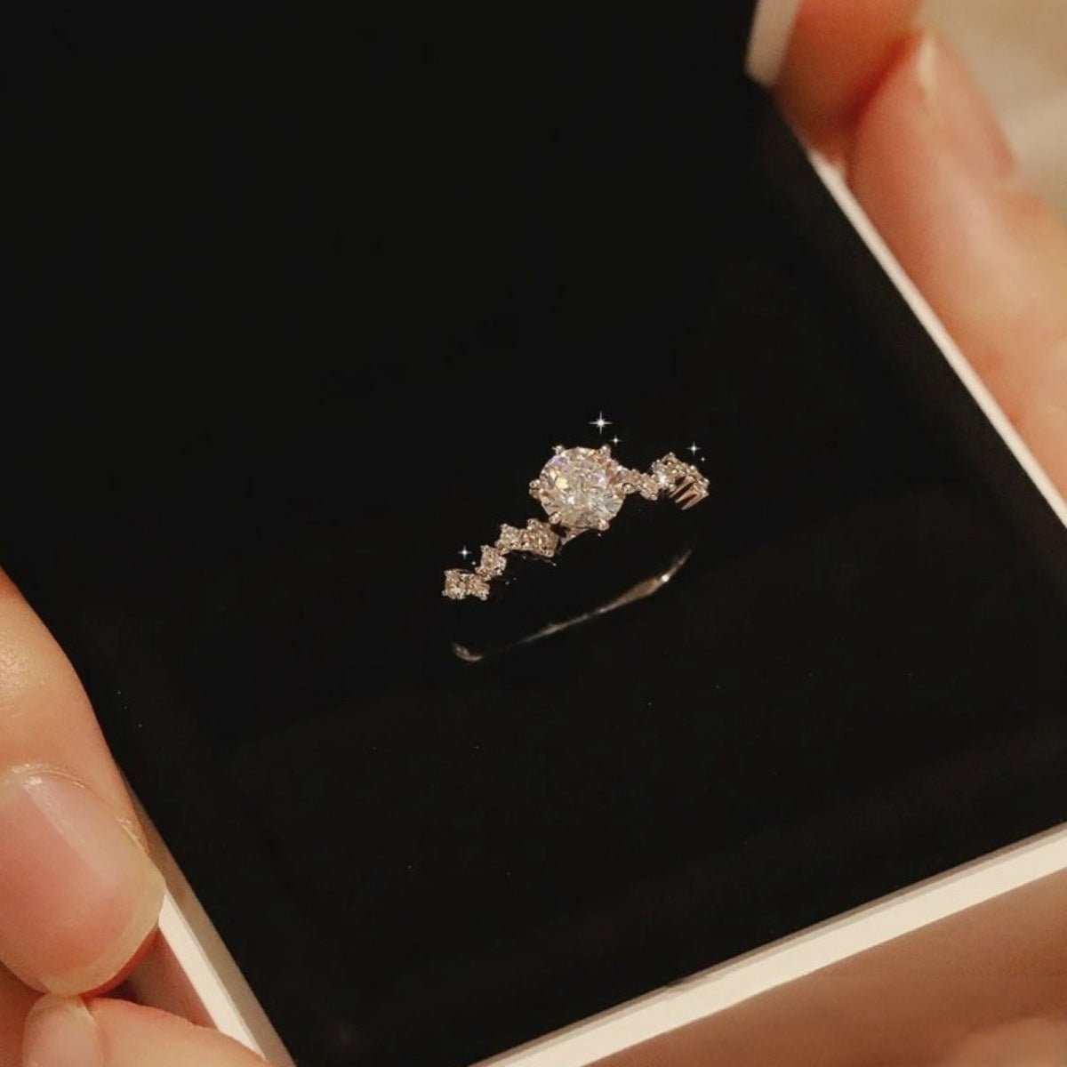 1 Carat Moissanite In 925 Sterling Silver Ring With Gift Box - SmileBen