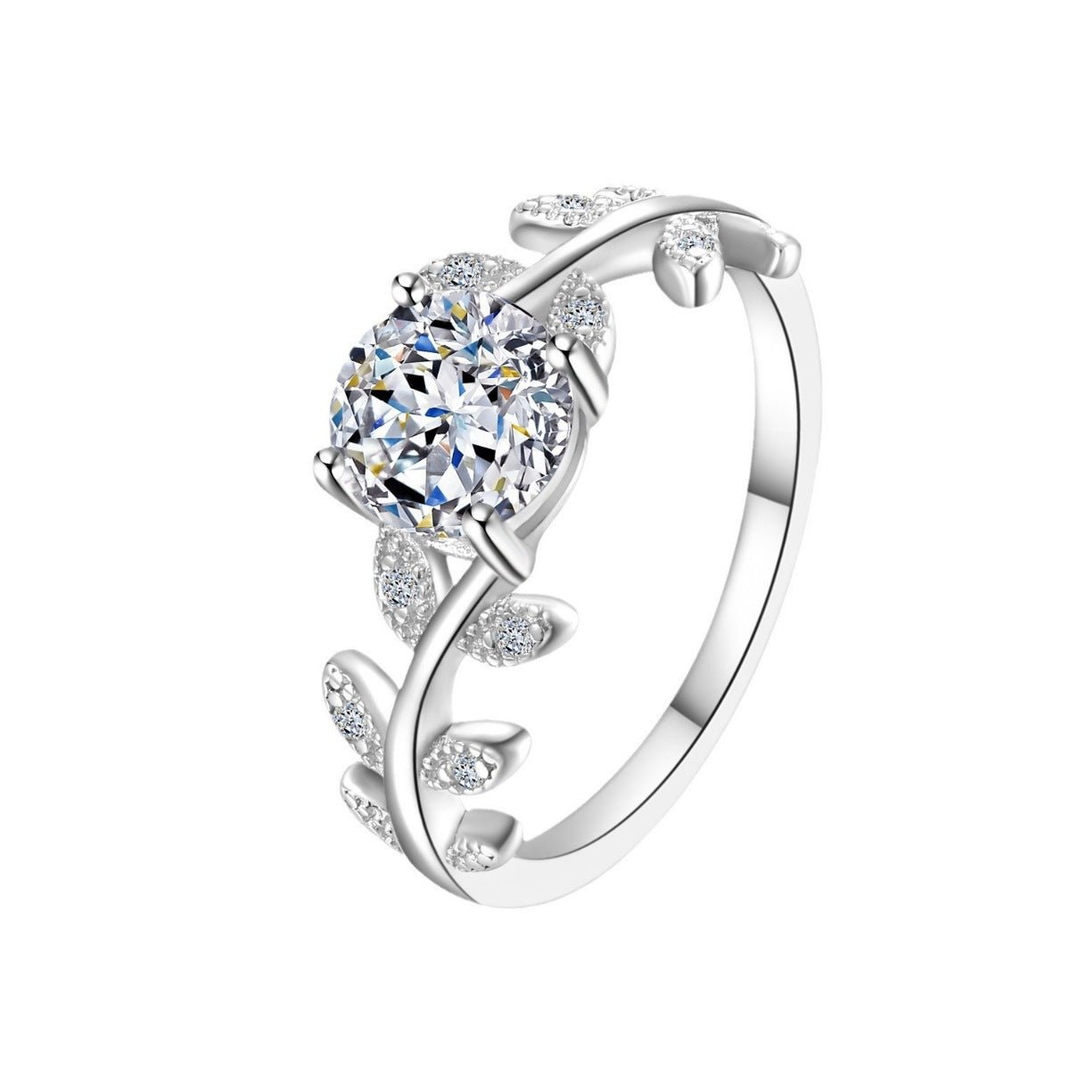 1 Carat Moissanite Leaf Ring In 925 Sterling Silver - SmileBen