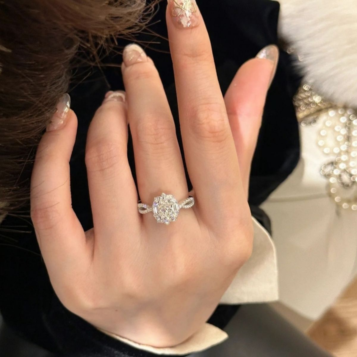 1 Carat Moissanite Ring 925 Sterling Silver With Certificate And Warranty - SmileBen