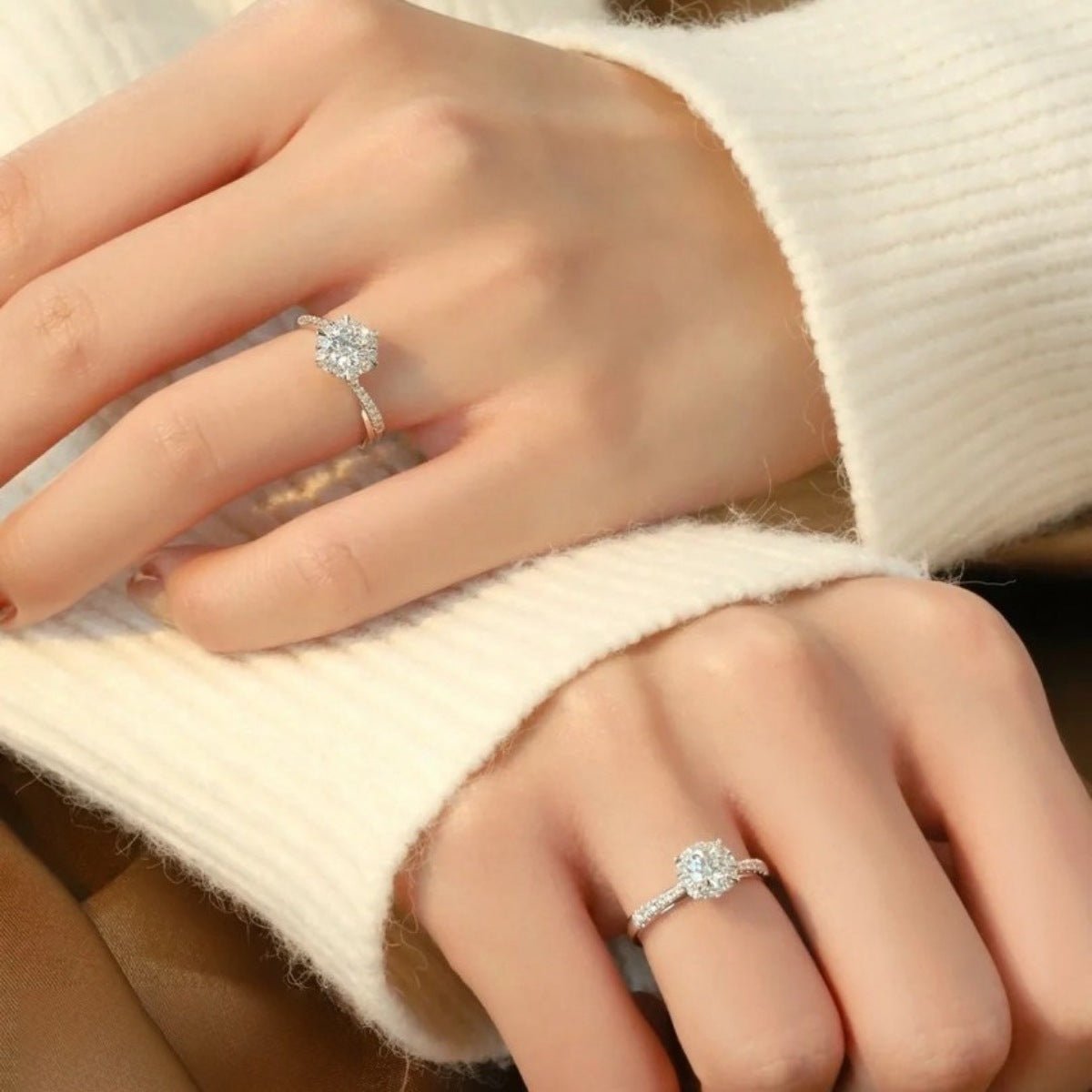 1 Carat Moissanite Ring In 925 Sterling Silver Jewelry - SmileBen