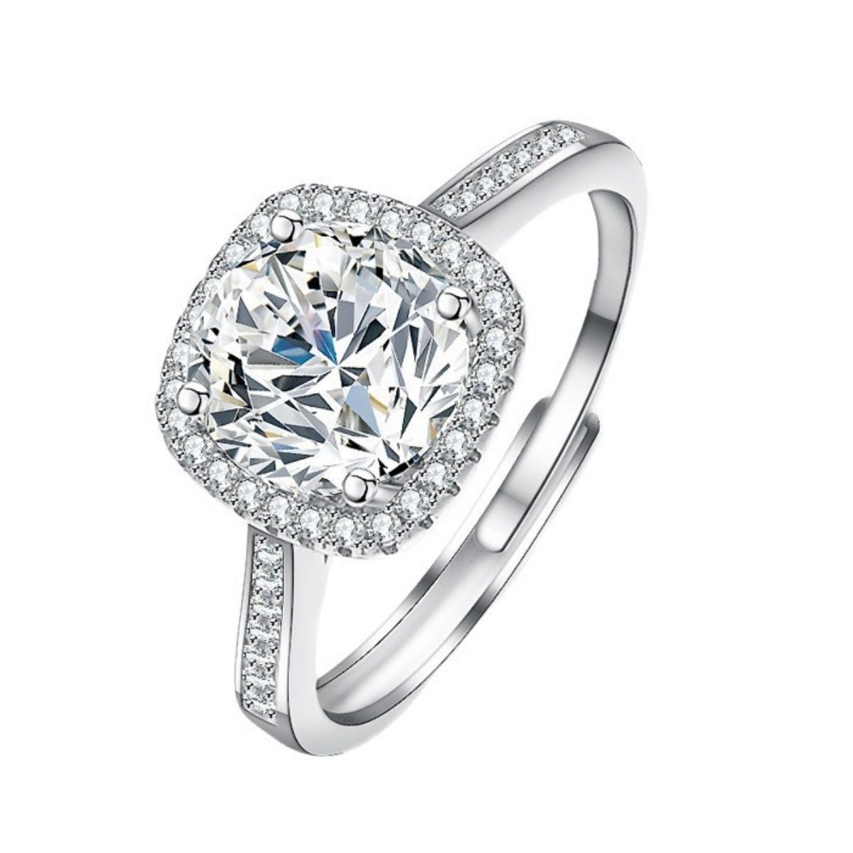 1 Carat Moissanite Ring In 925 Sterling Silver With Box And Certificate - SmileBen