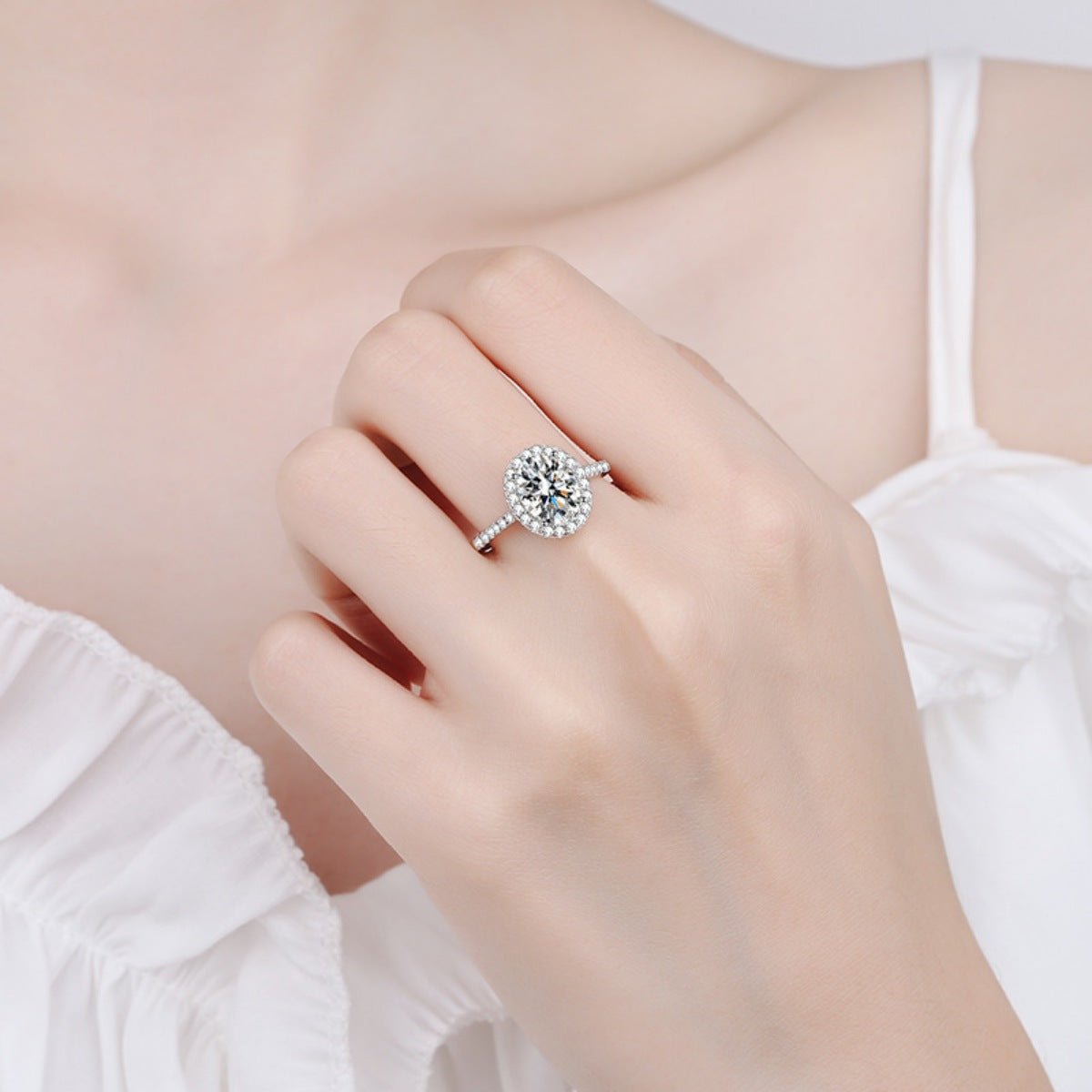 1 Carat Moissanite Ring in 925 Sterling Silver with Box and Certificate - SmileBen