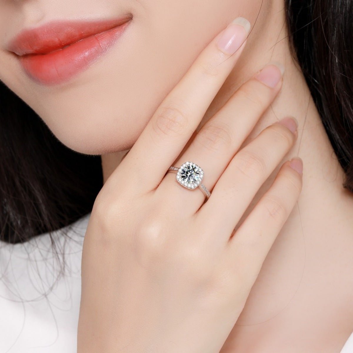 1 Carat Moissanite Ring In 925 Sterling Silver With Box And Certificate - SmileBen