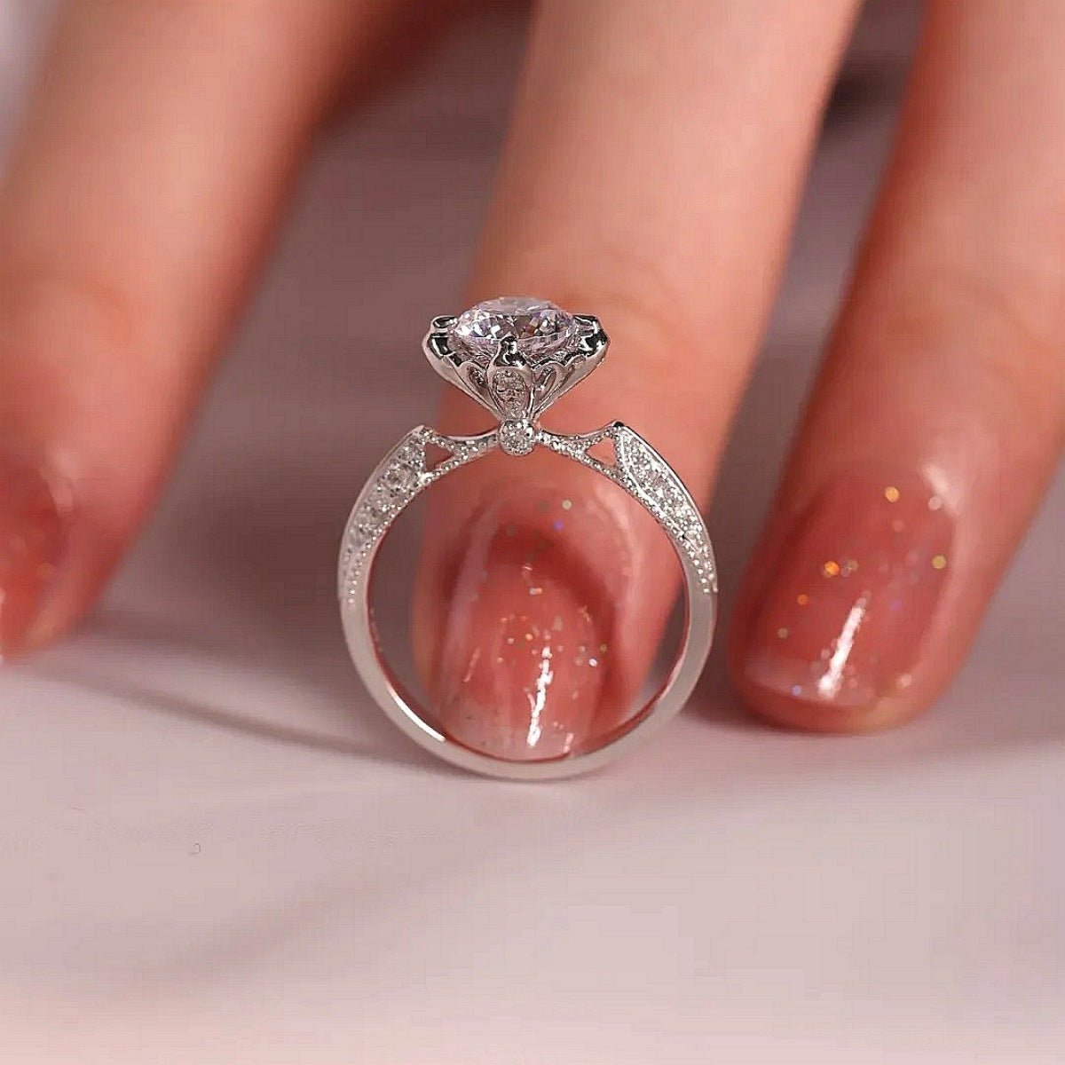 1 Carat Moissanite Ring In 925 Sterling Silver With Gift Box - SmileBen