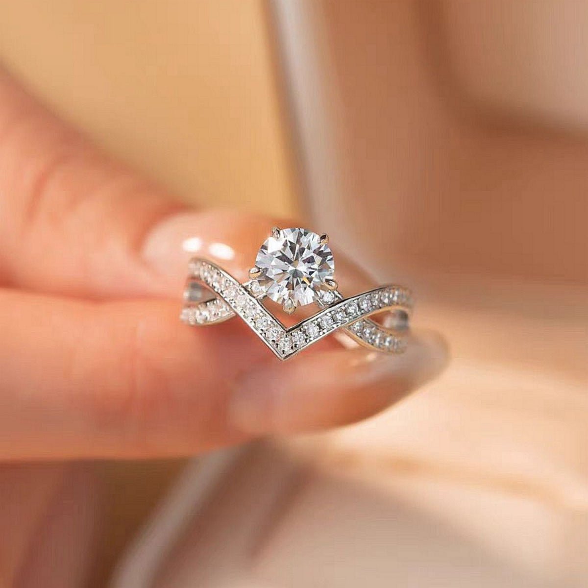 1 Carat Moissanite Ring In 925 Sterling Silver With Gift Box And Certificate - SmileBen