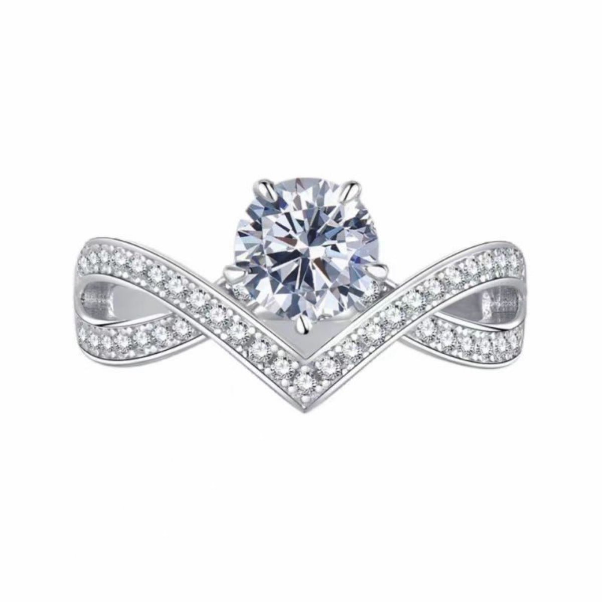 1 Carat Moissanite Ring In 925 Sterling Silver With Gift Box And Certificate - SmileBen