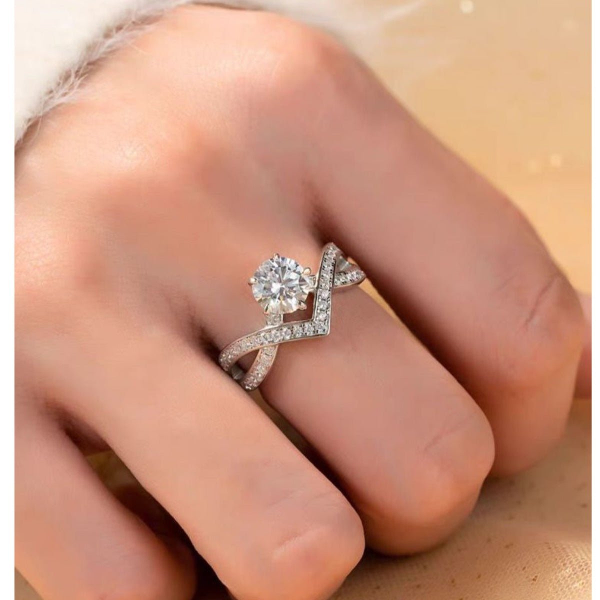 1 Carat Moissanite Ring In 925 Sterling Silver With Gift Box And Certificate - SmileBen