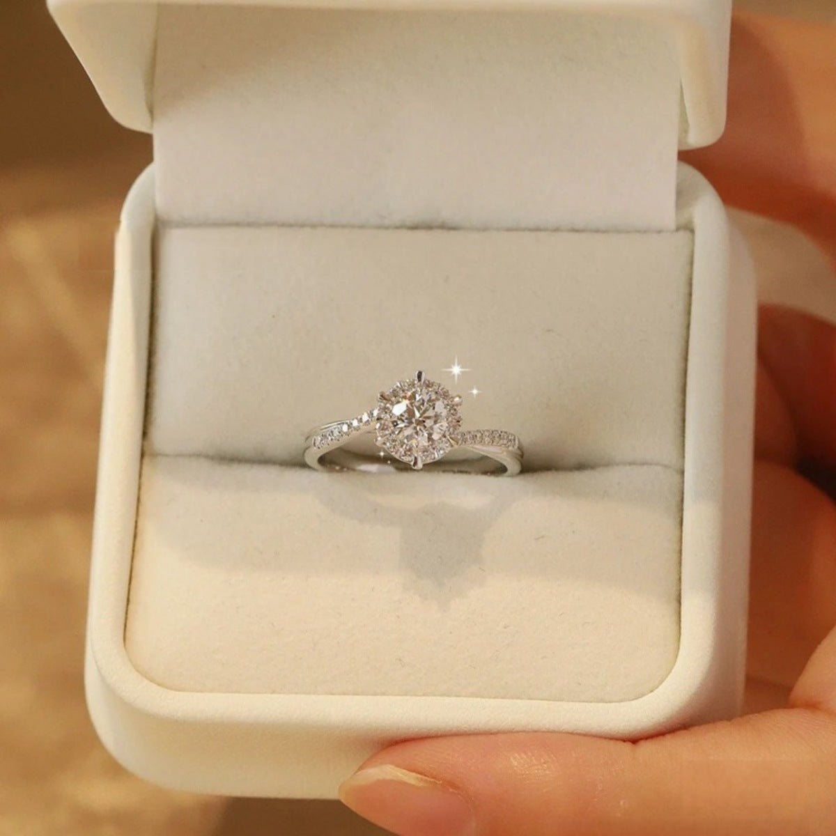 1 Carat Moissanite Ring In 925 Sterling Silver With Jewelry Box And Certificate - SmileBen