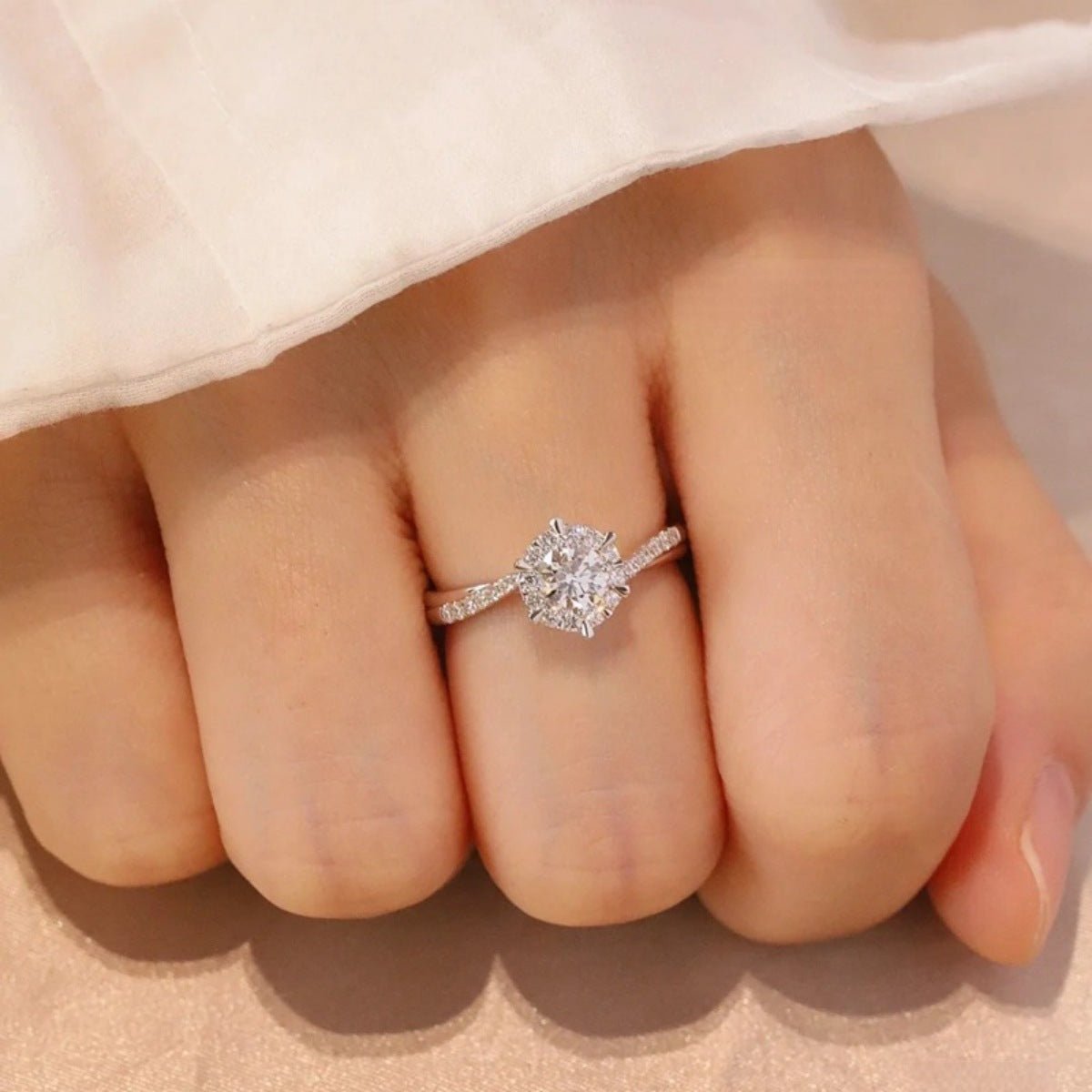1 Carat Moissanite Ring In 925 Sterling Silver With Jewelry Box And Certificate - SmileBen