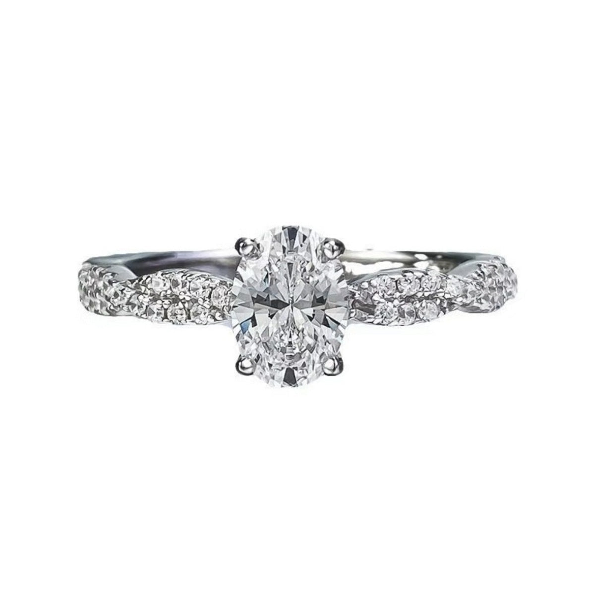 1 Carat Moissanite Sterling Silver Oval Ring 925 Jewelry Box Included - SmileBen