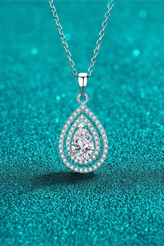 1 Carat Moissanite Teardrop Pendant Necklace - SmileBen