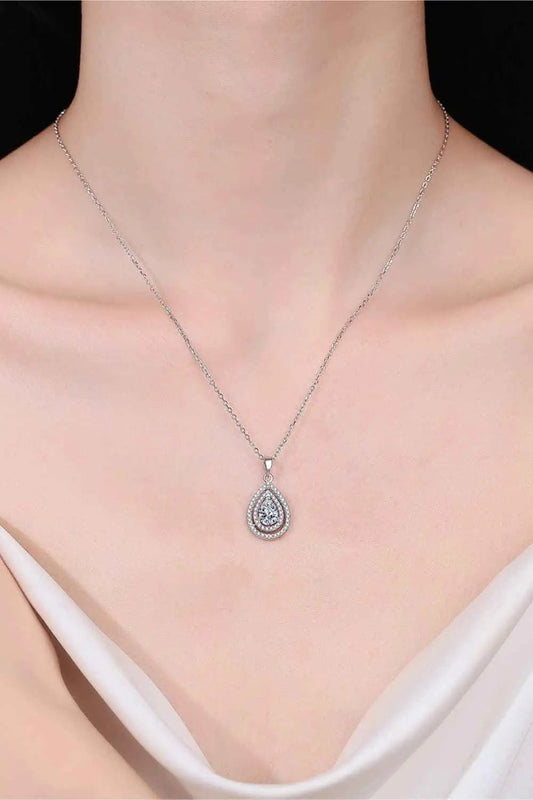 1 Carat Moissanite Teardrop Pendant Necklace - SmileBen