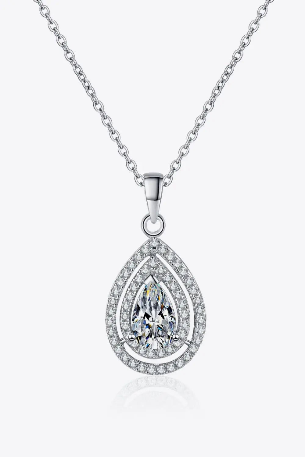 1 Carat Moissanite Teardrop Pendant Necklace - SmileBen